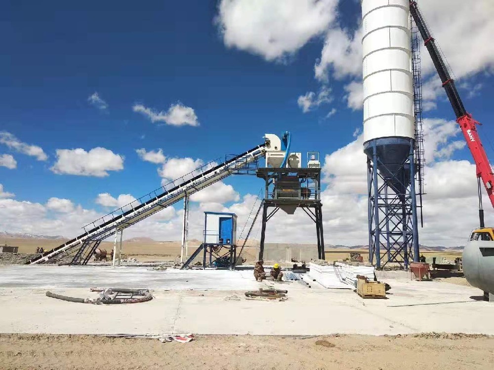 Kazakhstan customers purchased HZS75 concrete mixing plant from Anshun Machinery